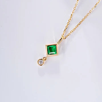 Fine+jewelry Gold Jewellery 18k Natural Emerald White Diamond Elegant Necklace Women