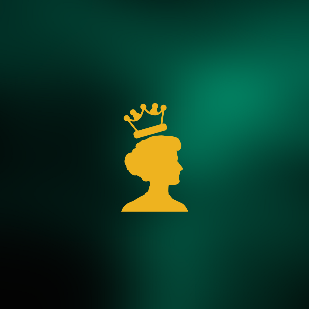 Mahindra Gold and Diamonds icons showcasing Yellow silhouette of a head with a crown on a green background