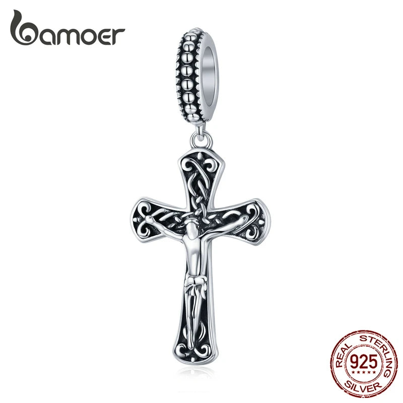 Mahindra 925 Sterling Silver Retro Jesus Cross Pendant Charm for Women Jewelry