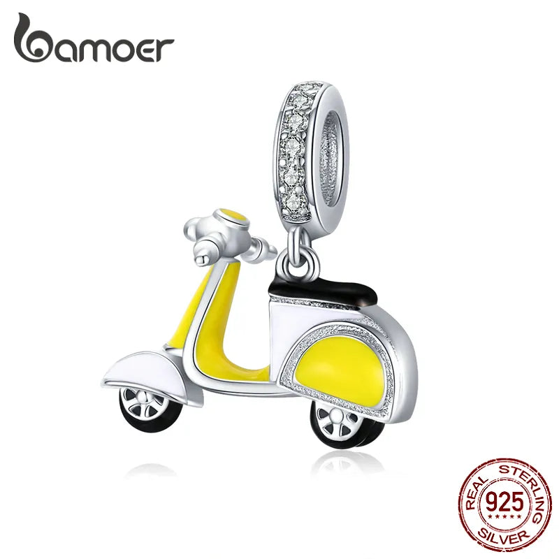 Sterling Silver Motorcycle Bike Pendant Charm